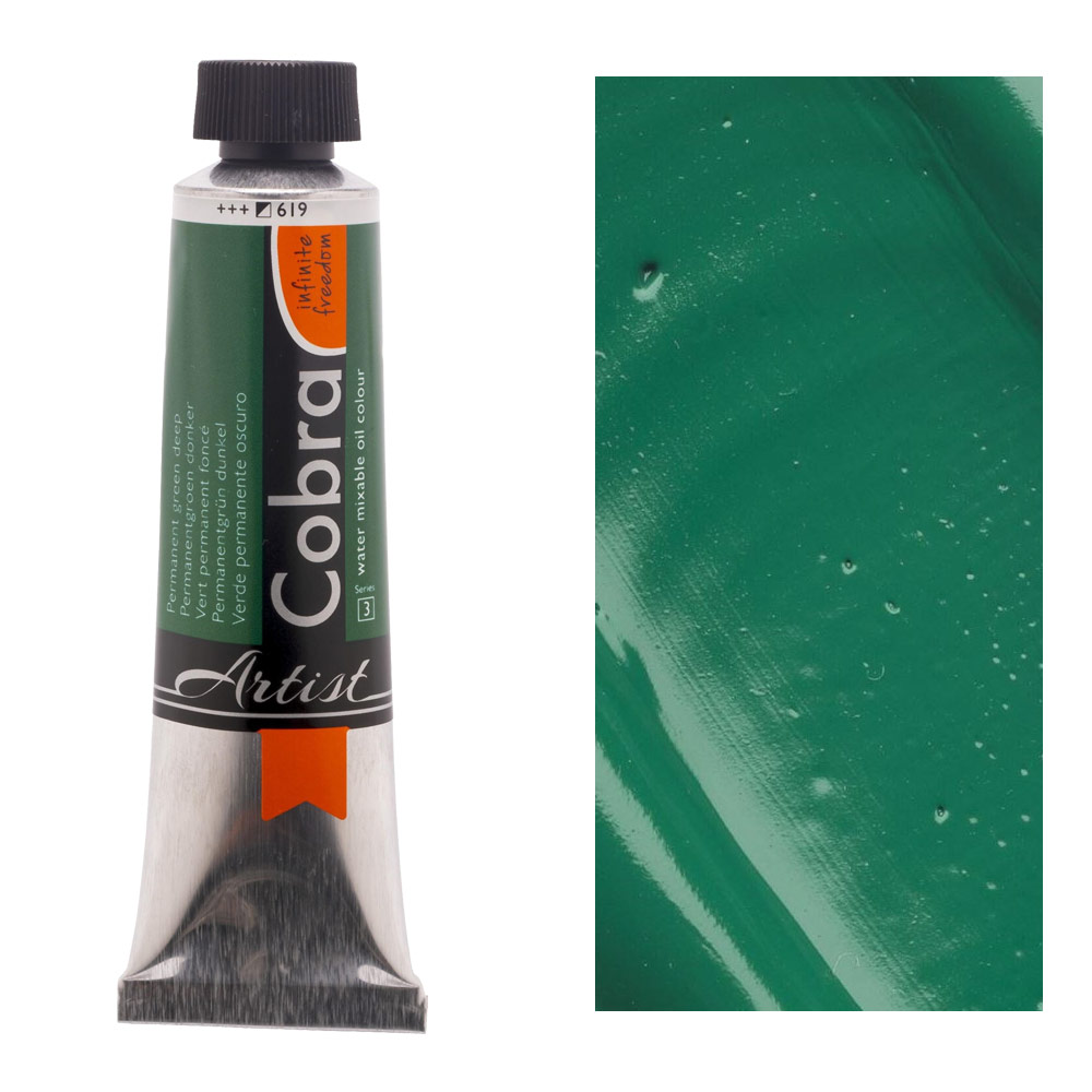 Cobra Water Mixable Oil Color 40ml Permanent Green Deep
