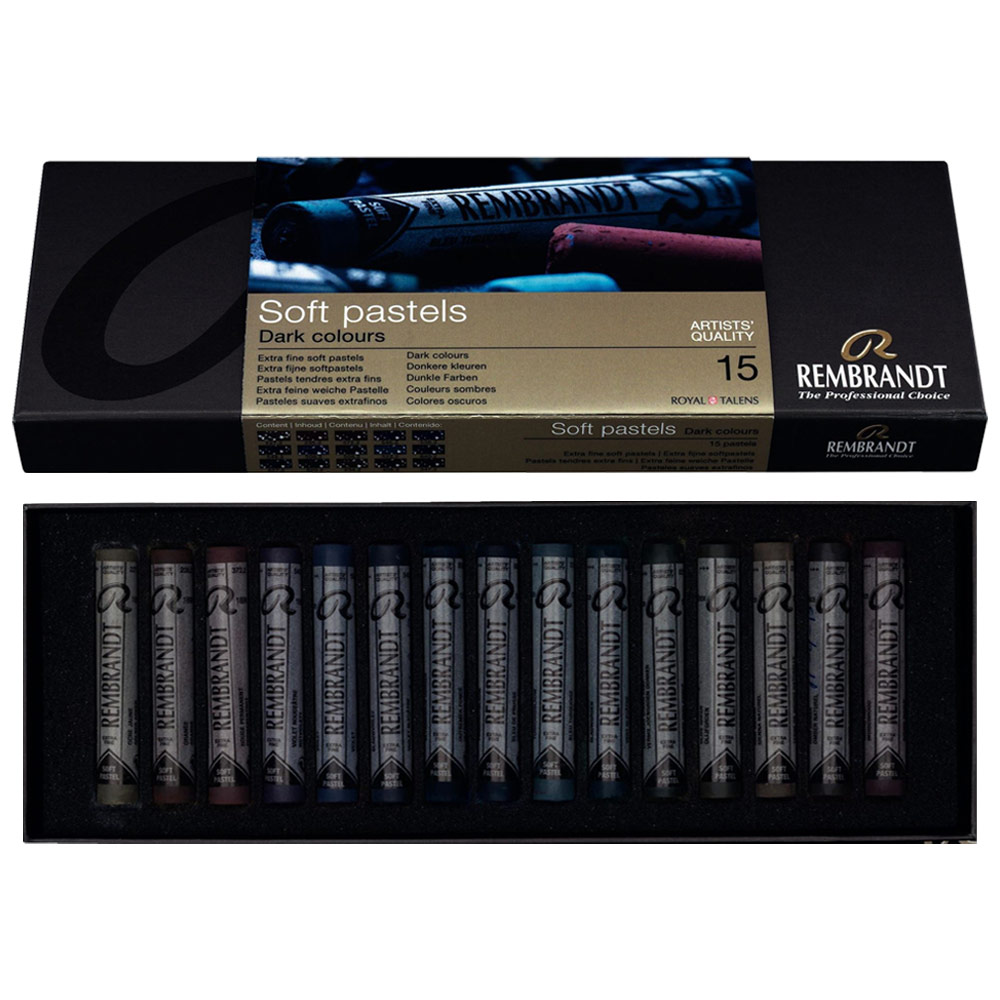 Rembrandt Extra Fine Artists' Quality Soft Pastel Whole Stick 15 Set Dark