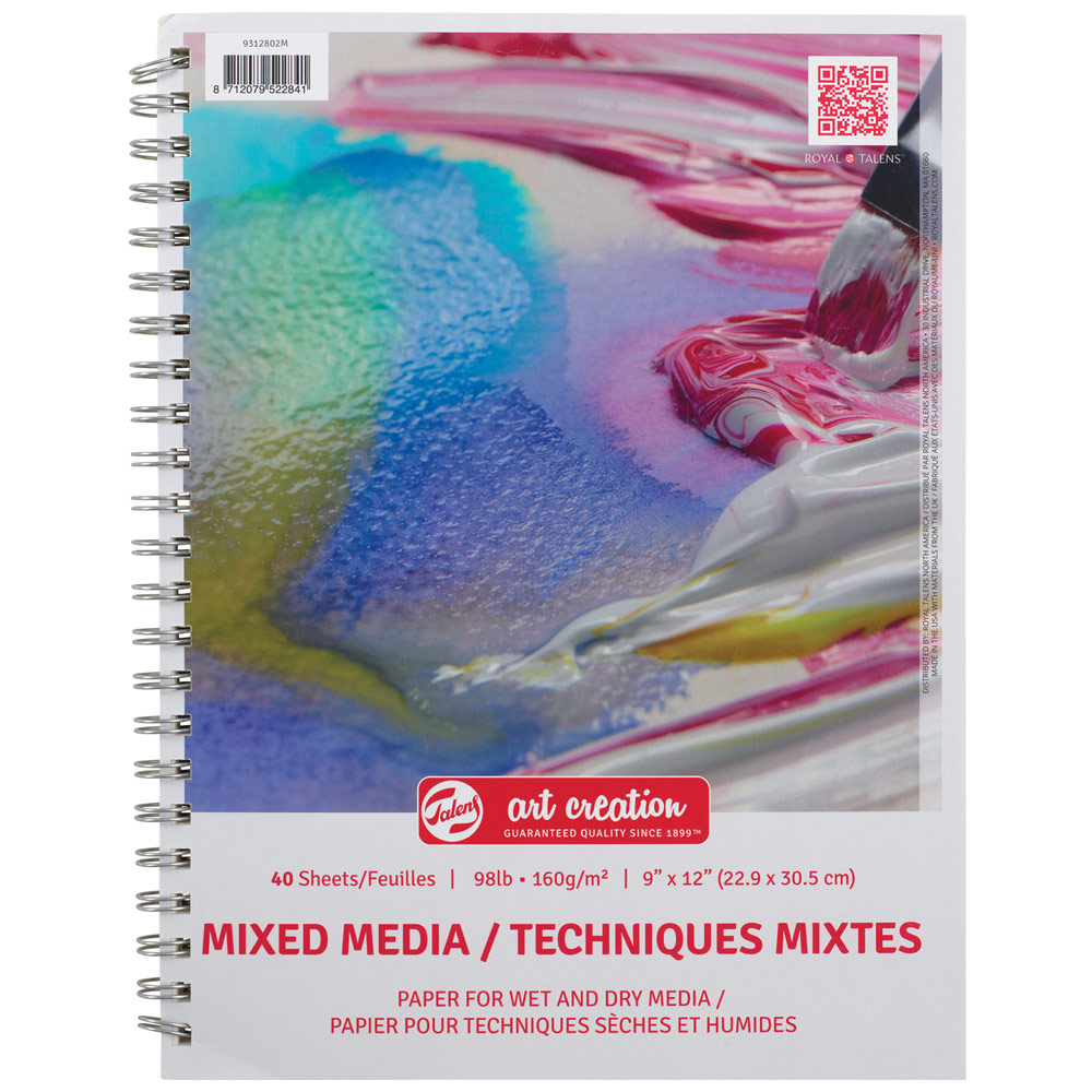 Talens Art Creation Mixed Media Paper Pad 98lb 40 Sheets 9"x12"