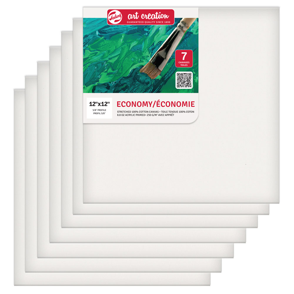 Talens Art Creation Economy Cotton Stretched Canvas 7 Pack 12"x12"