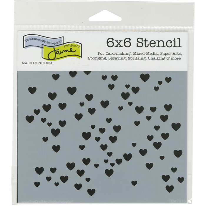 Craft Stencil 6x6 Hearts Mix