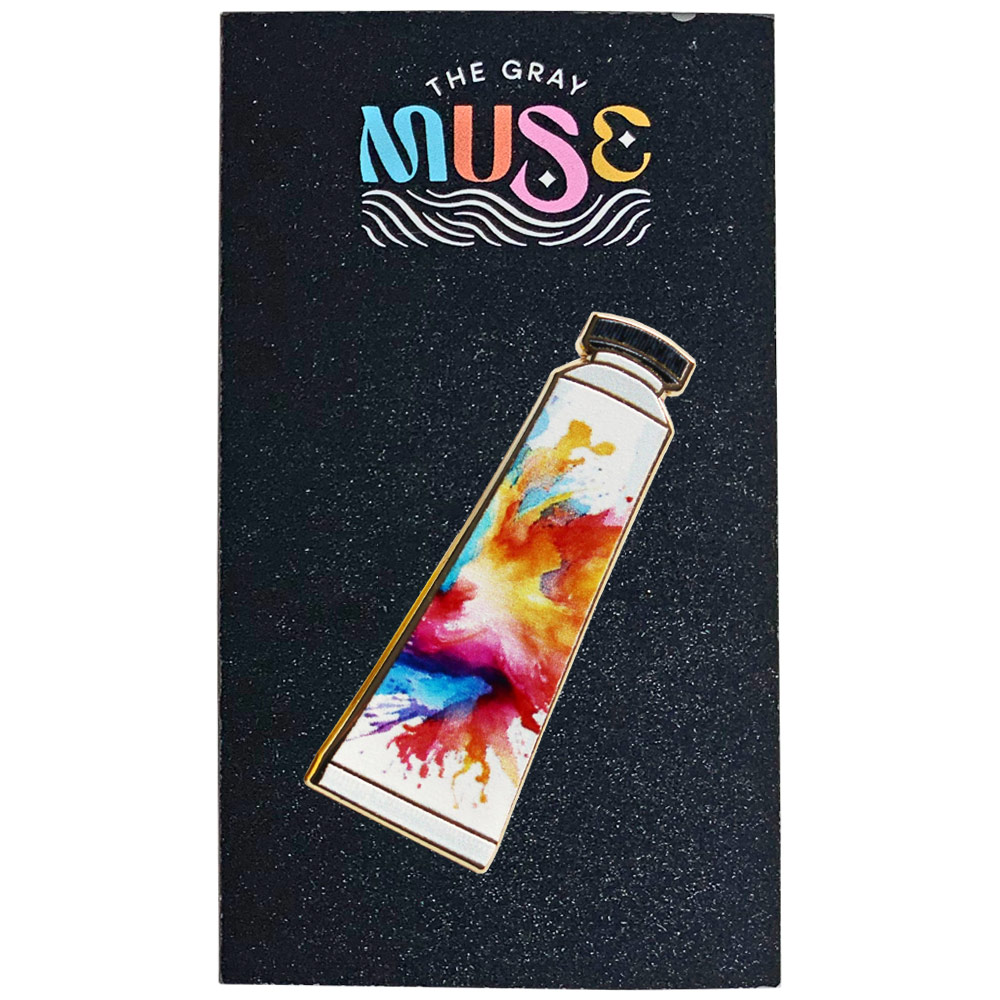 The Gray Muse Enamel Pin Rainbow Watercolor Paint Tube