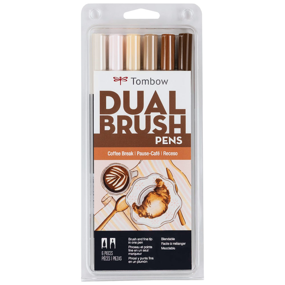 Tombow Dual Brush Pen 6 Set Coffee Break