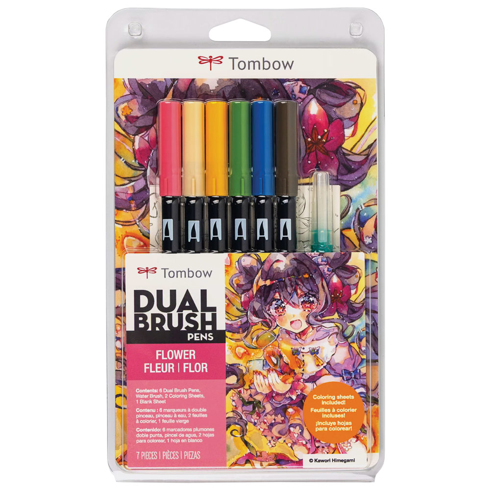 Tombow Dual Brush Pen Manga Illustration 10 Set Flower