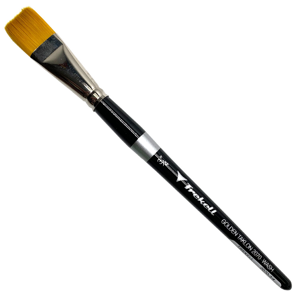 Trekell Golden Taklon Long Handle Brush for Acrylic and Oil Painting