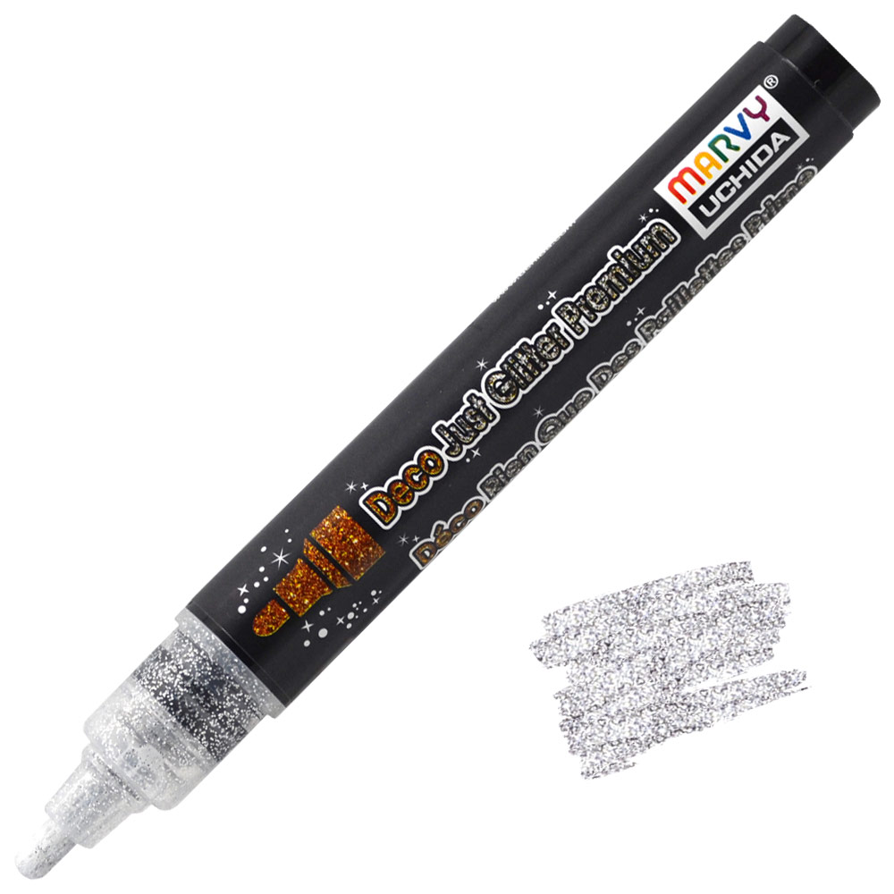 Marvy Uchida DecoFabric Just Glitter Premium Marker Glitter Silver