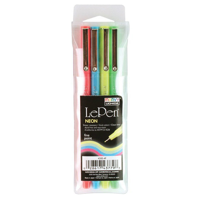 Marvy Uchida Le Pen 0.3mm 4 Set Neon