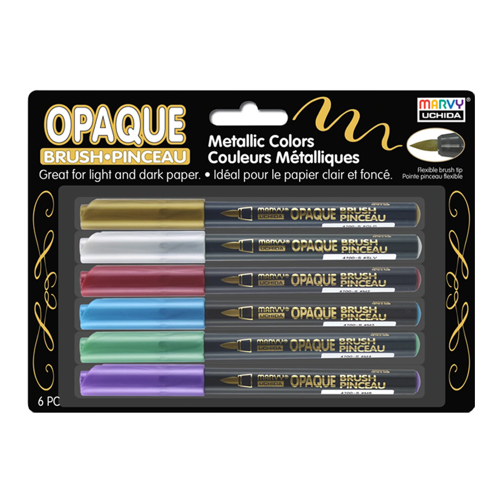 Marvy Uchida Opaque Brush Marker 6 Set