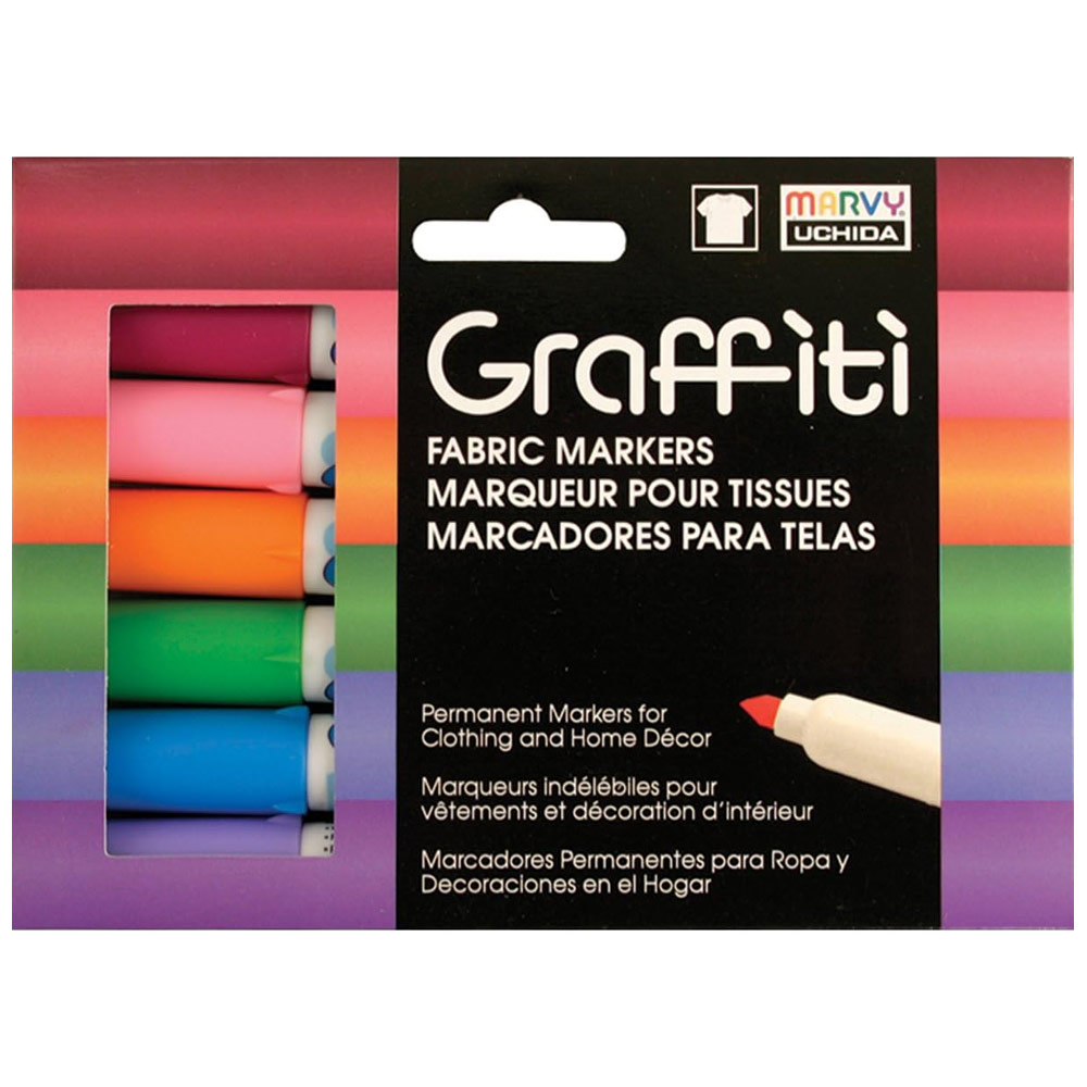 Marvy Uchida Graffiti Fabric Permanent Marker 6 Set Floral