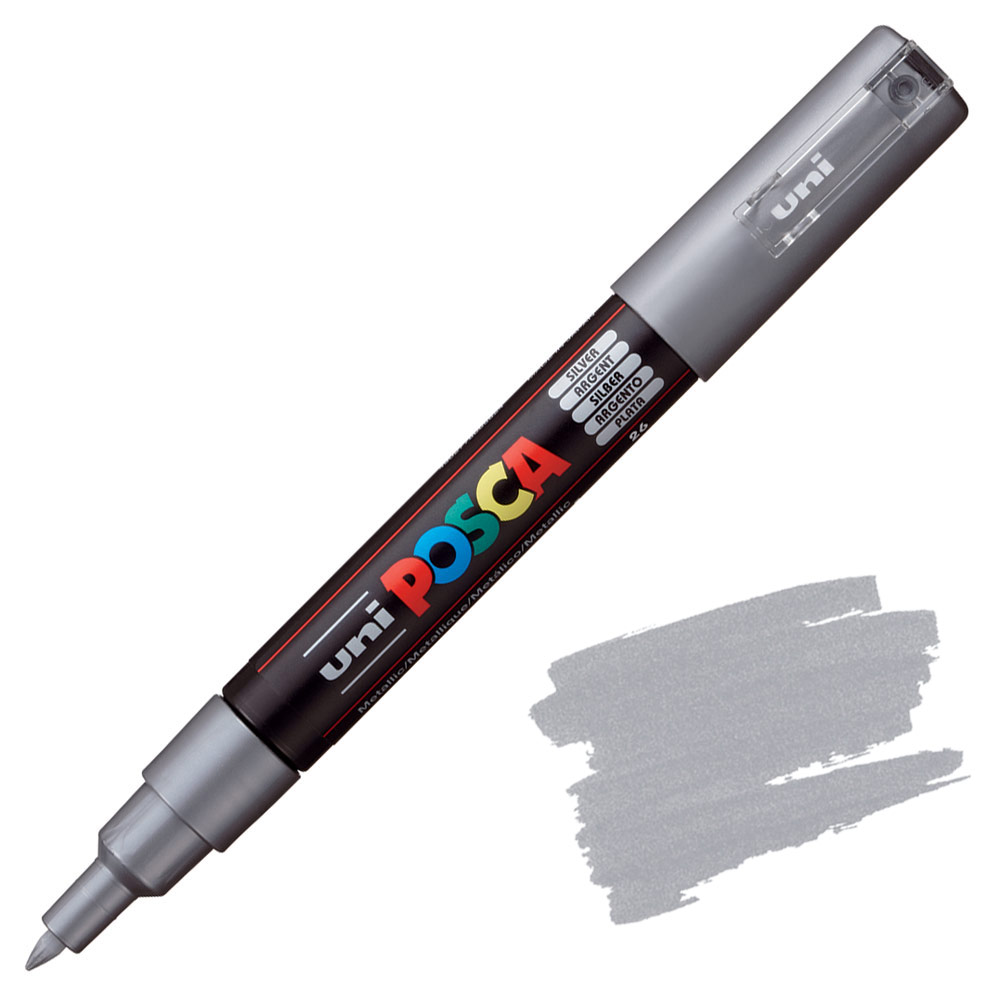 Uni POSCA PC-1M Acrylic Paint Marker Extra Fine 0.7mm Silver