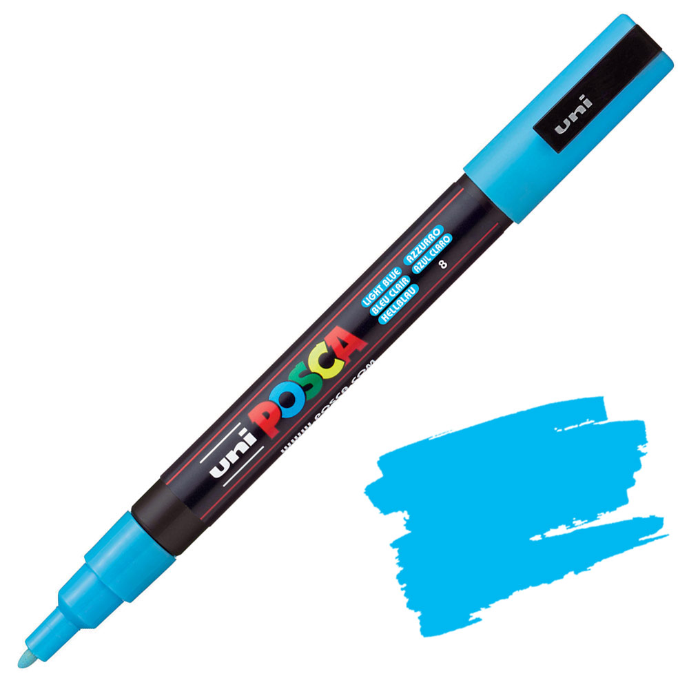 Uni POSCA PC-3M Acrylic Paint Marker Fine Bullet 1.3mm Light Blue