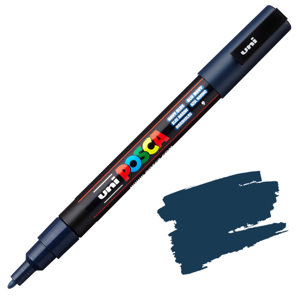 Uni POSCA PC-3M Acrylic Paint Marker Fine Bullet 1.3mm Navy Blue