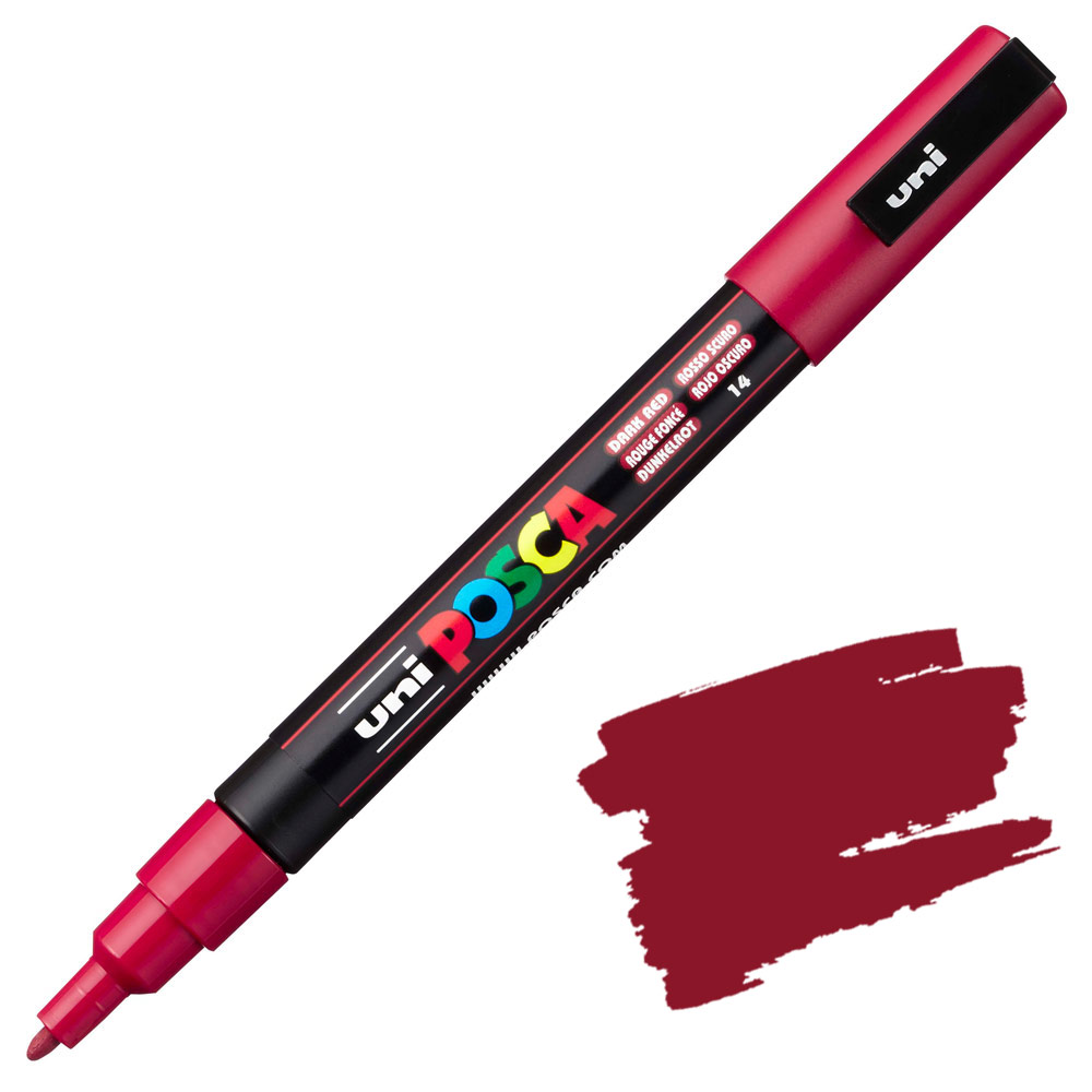 Uni POSCA PC-3M Acrylic Paint Marker Fine Bullet 1.3mm Dark Red