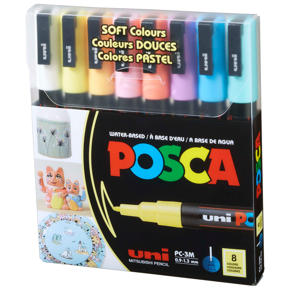 Uni POSCA Marker PC-3M Fine Bullet 8 Set Soft Colours
