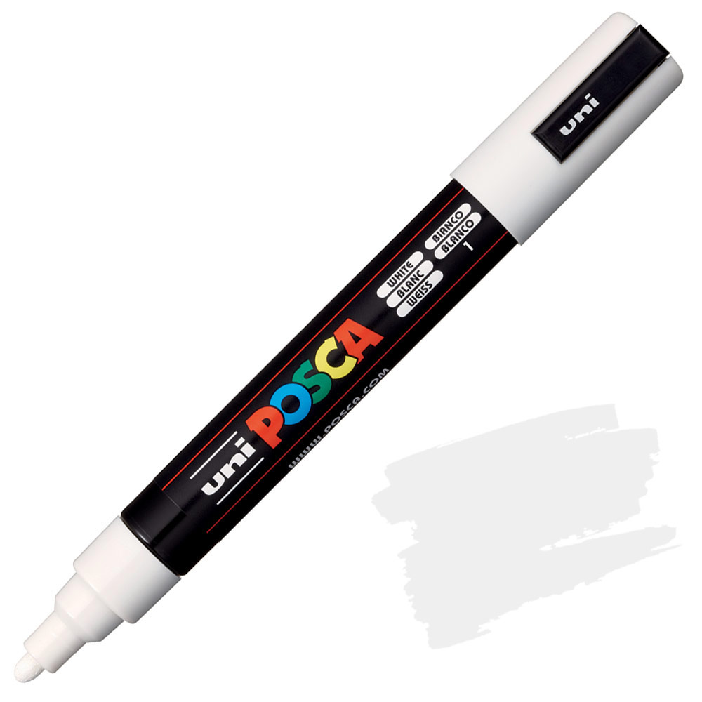 Uni POSCA PC-5M Acrylic Paint Marker Medium Bullet 2.5mm White