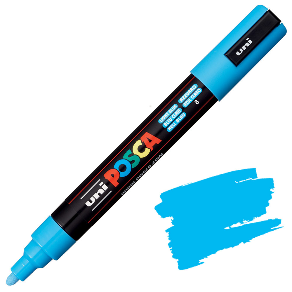 Uni POSCA PC-5M Acrylic Paint Marker Medium Bullet 2.5mm Light Blue