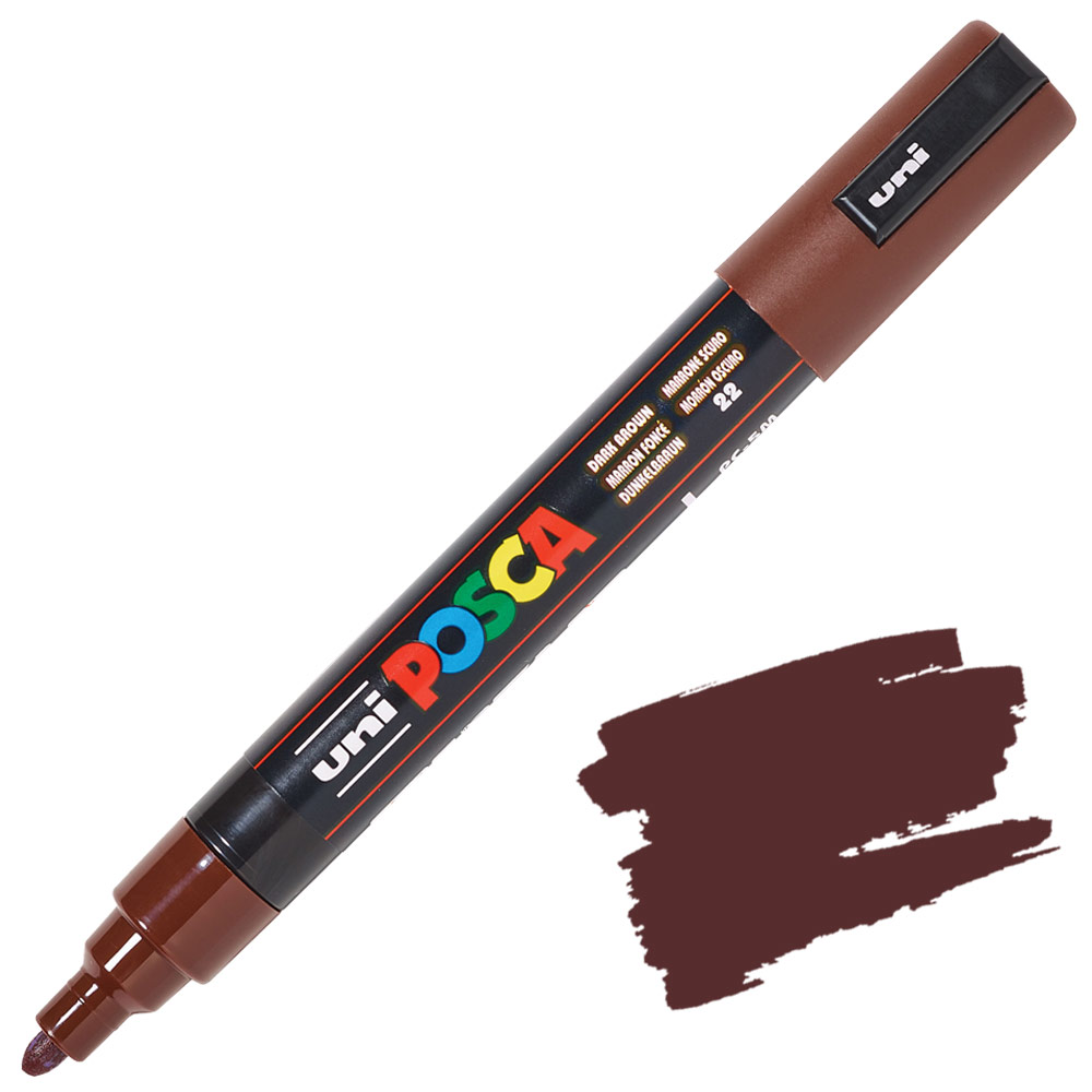 Uni POSCA PC-5M Acrylic Paint Marker Medium Bullet 2.5mm Dark Brown