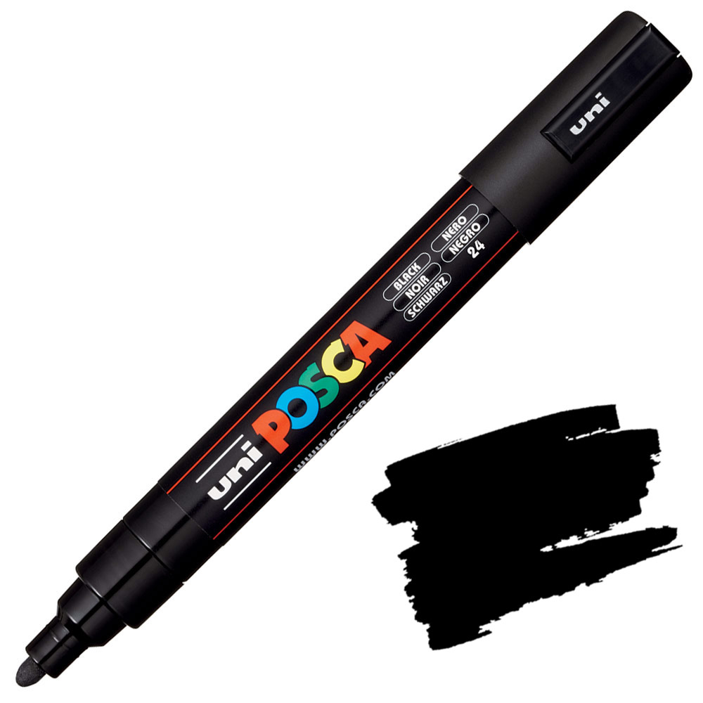 Uni POSCA PC-5M Acrylic Paint Marker Medium Bullet 2.5mm Black