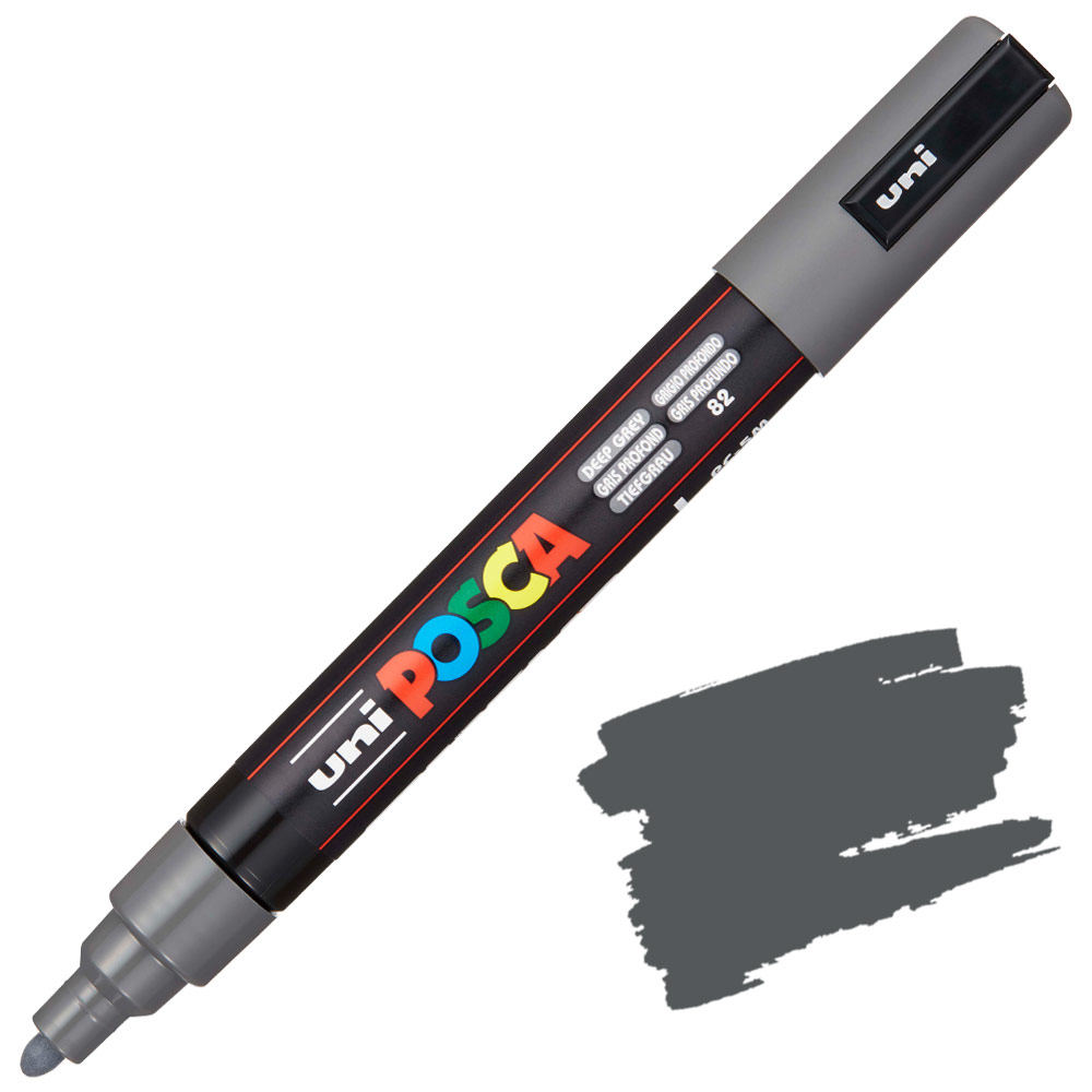 Uni POSCA PC-5M Acrylic Paint Marker Medium Bullet 2.5mm Deep Grey