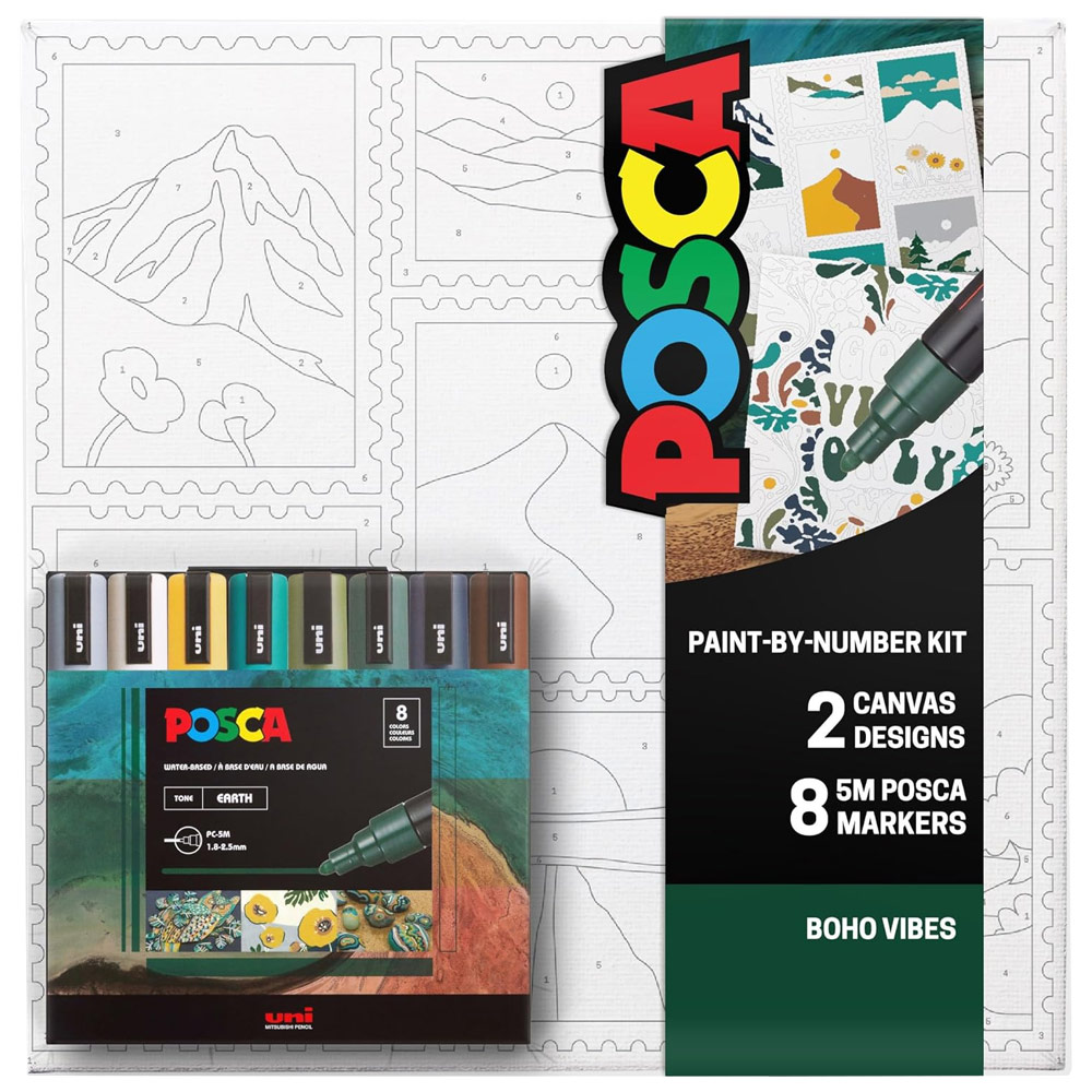 Uni POSCA Paint-By-Number Canvas Kit Boho Vibes