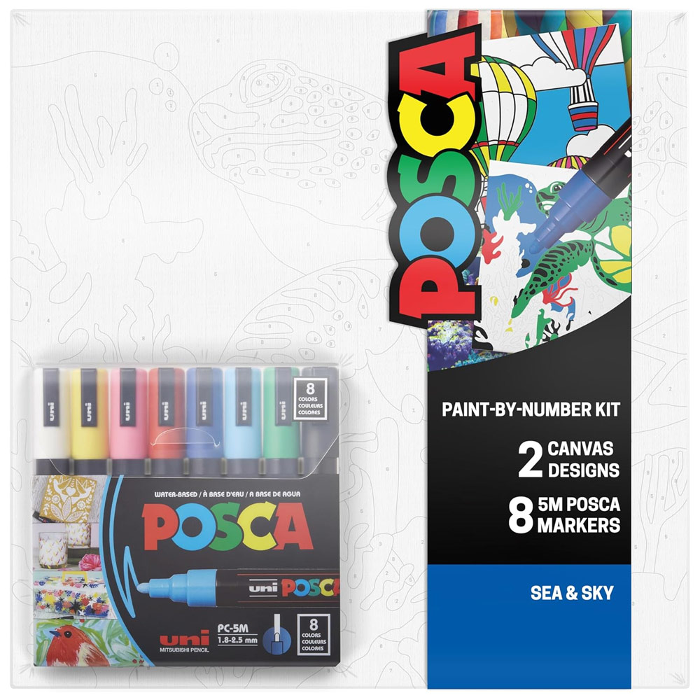 Uni POSCA Paint-By-Number Canvas Kit Sea & Sky