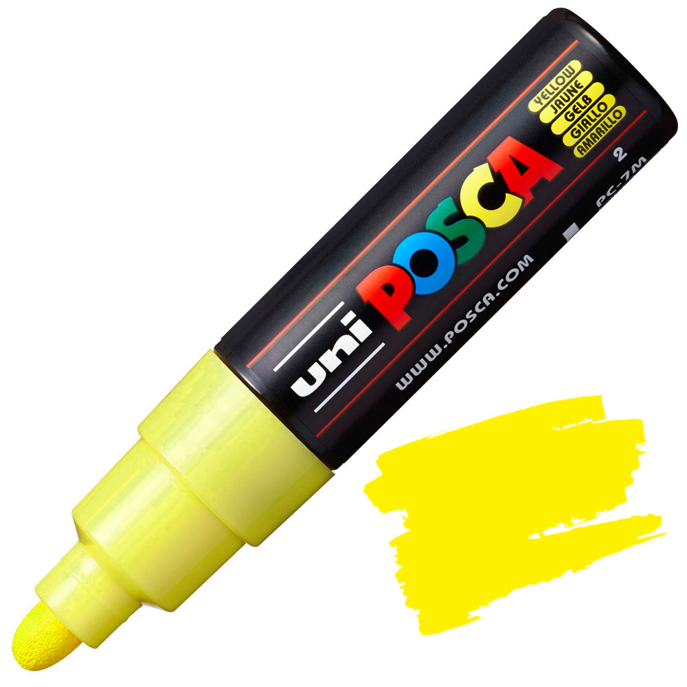 Uni POSCA PC-7M Acrylic Paint Marker Broad Bullet 7mm Yellow