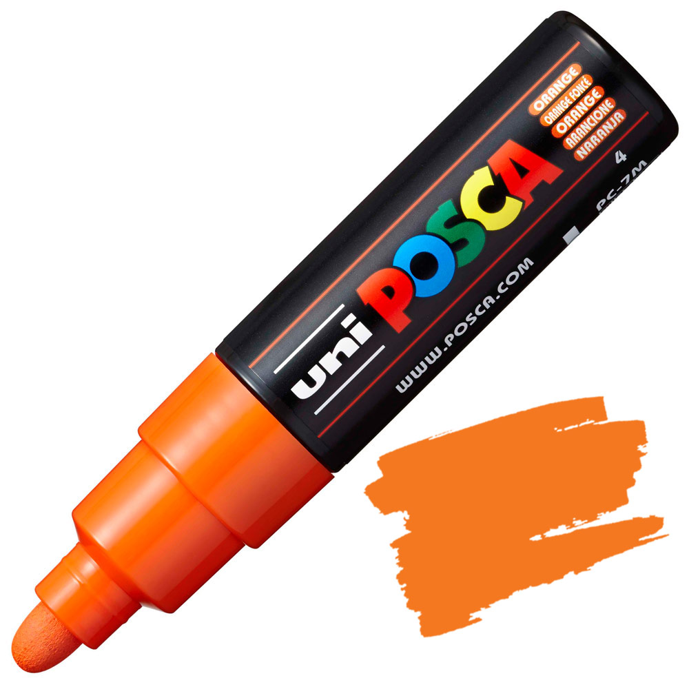 Uni POSCA PC-7M Acrylic Paint Marker Broad Bullet 7mm Orange