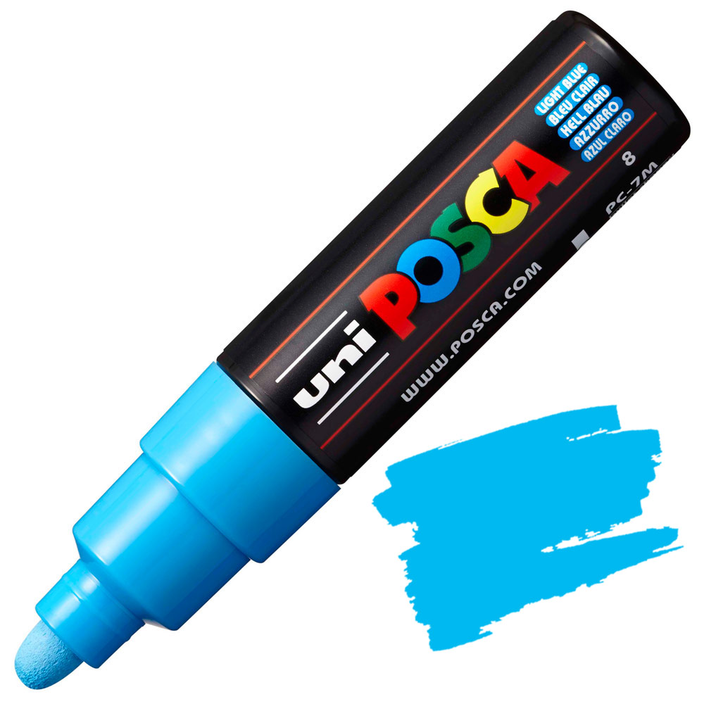 Uni POSCA PC-7M Acrylic Paint Marker Broad Bullet 7mm Light Blue
