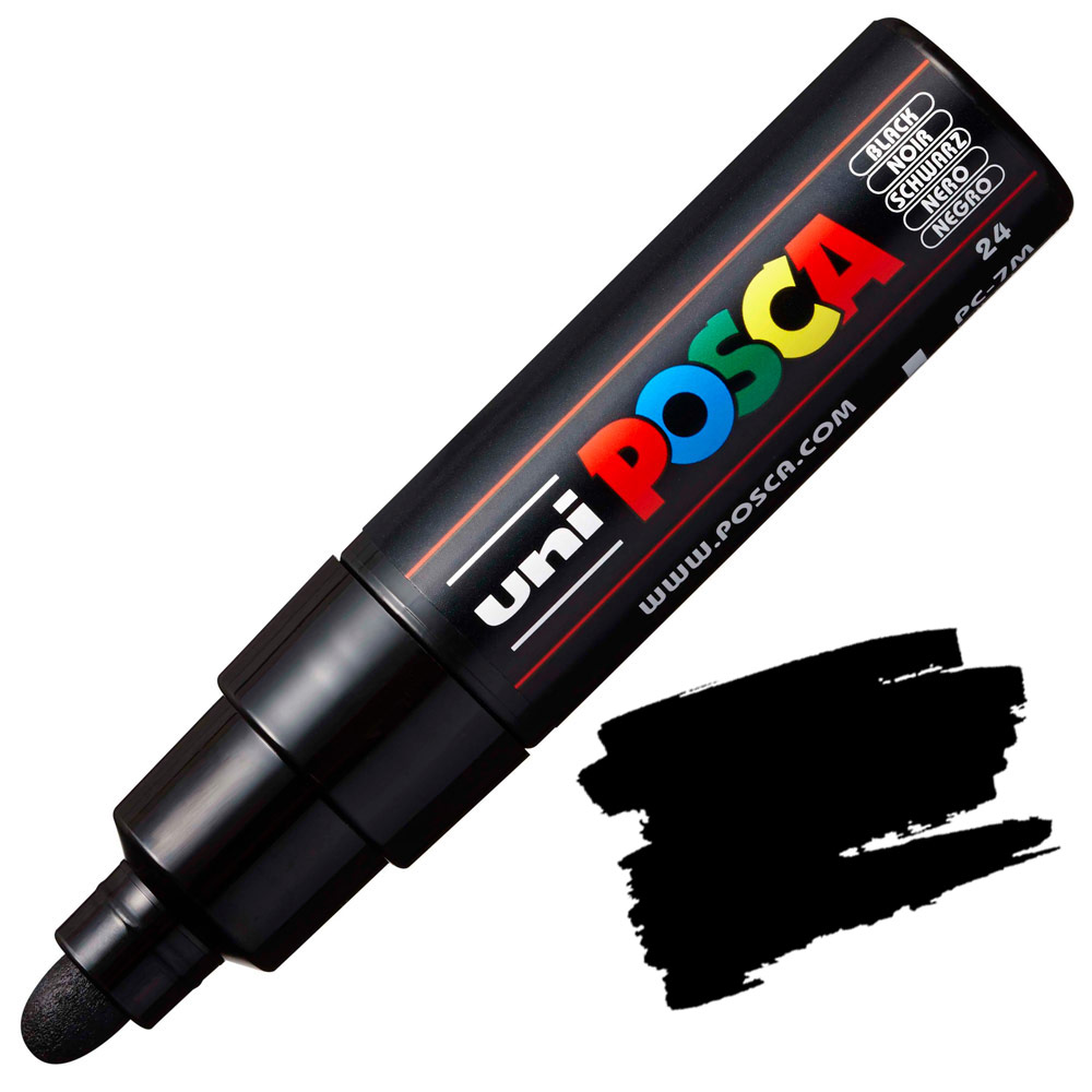 Uni POSCA PC-7M Acrylic Paint Marker Broad Bullet 7mm Black