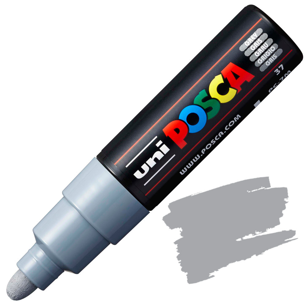 Uni POSCA PC-7M Acrylic Paint Marker Broad Bullet 7mm Grey