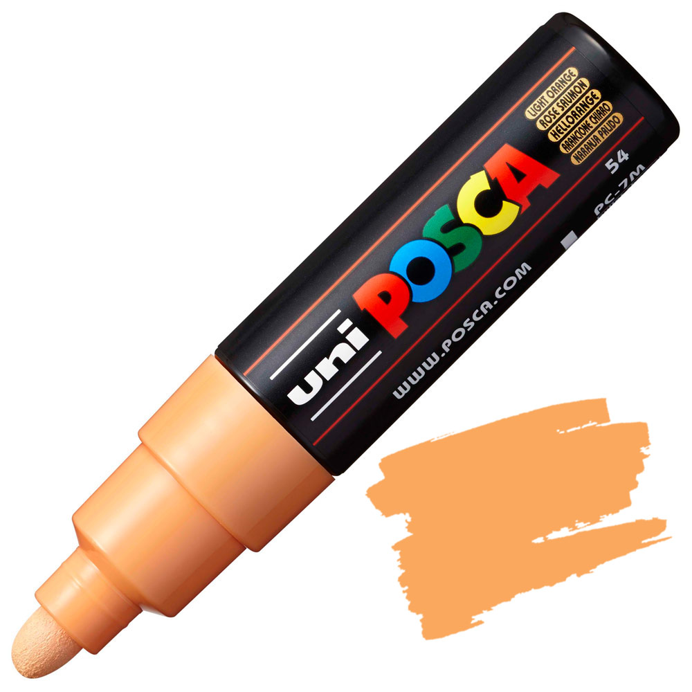 Uni POSCA PC-7M Acrylic Paint Marker Broad Bullet 7mm Light Orange