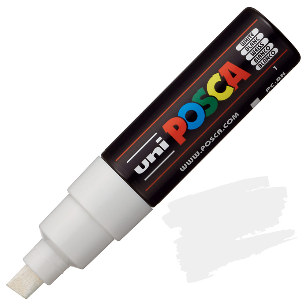 Uni POSCA PC-8K Acrylic Paint Marker Broad Chisel 8mm White