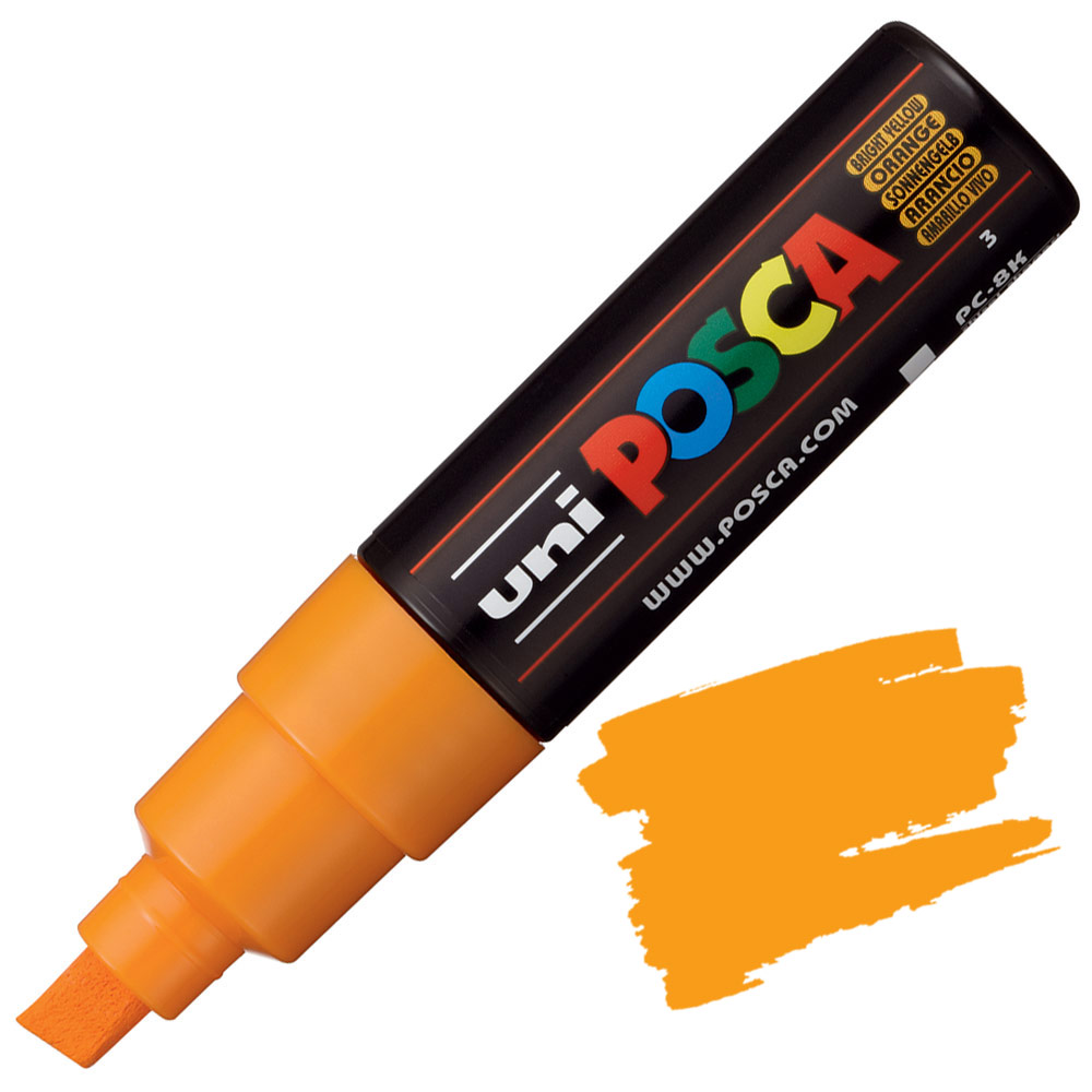 Uni POSCA PC-8K Acrylic Paint Marker Broad Chisel 8mm Bright Yellow