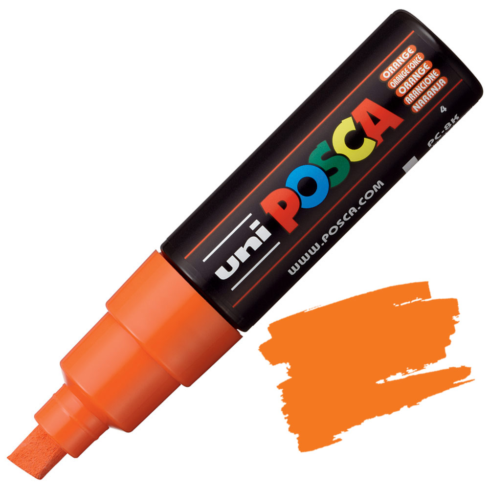 Uni POSCA PC-8K Acrylic Paint Marker Broad Chisel 8mm Orange