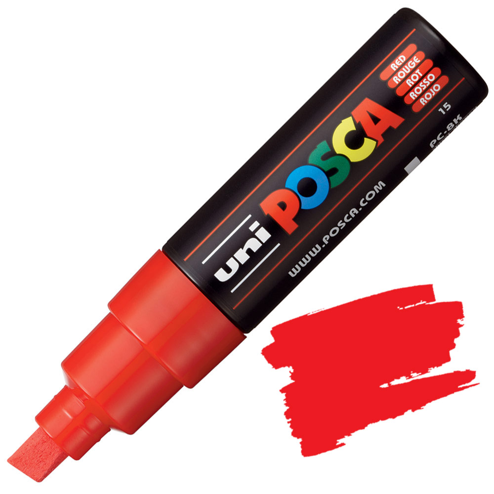 Uni POSCA PC-8K Acrylic Paint Marker Broad Chisel 8mm Red