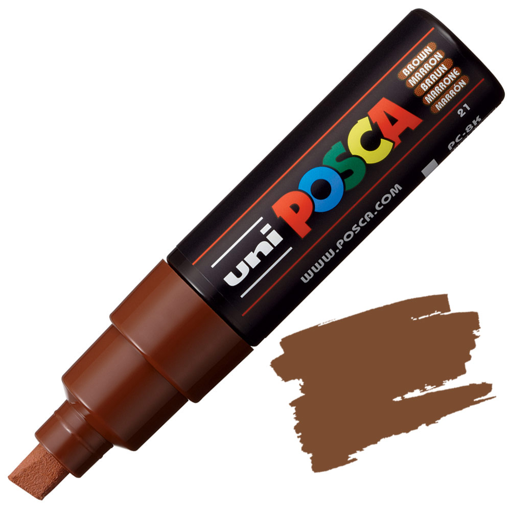 Uni POSCA PC-8K Acrylic Paint Marker Broad Chisel 8mm Brown
