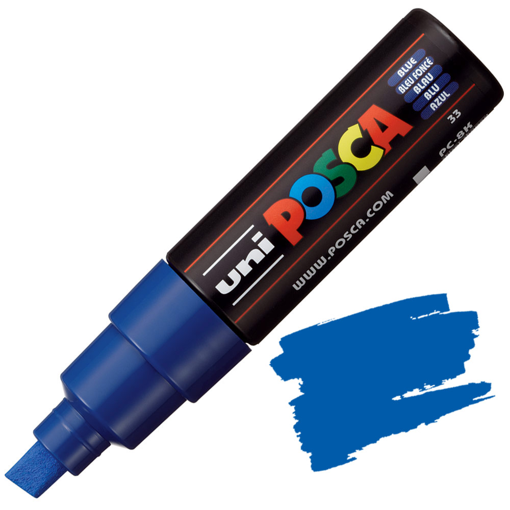 Uni POSCA PC-8K Acrylic Paint Marker Broad Chisel 8mm Blue
