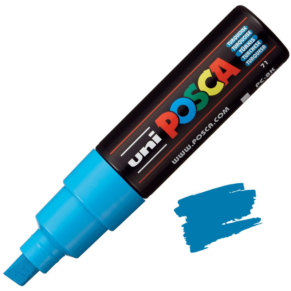 Uni POSCA PC-8K Acrylic Paint Marker Broad Chisel 8mm Turquoise