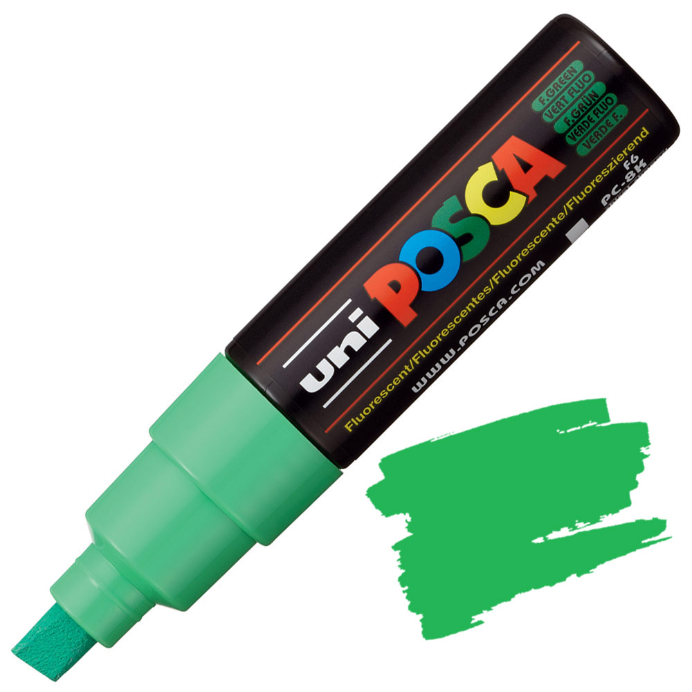 Uni POSCA PC-8K Acrylic Paint Marker Broad Chisel 8mm Fluorescent Green