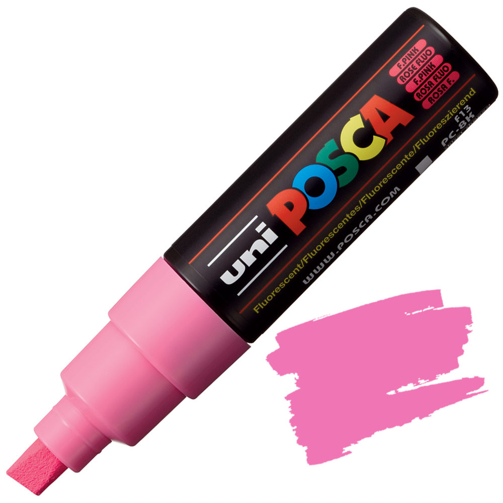 Uni POSCA PC-8K Acrylic Paint Marker Broad Chisel 8mm Fluorescent Pink