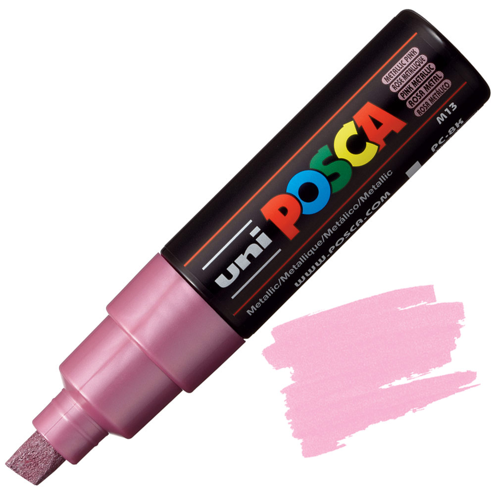 Posca Marker : Pc-8K : Chisel Tip : 8mm : Metallic Pink