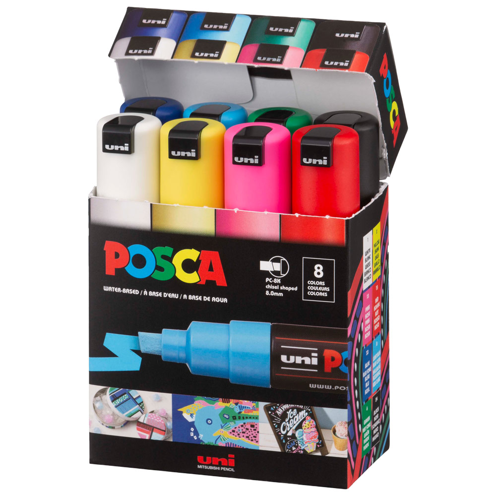 Uni POSCA PC-8K Acrylic Paint Marker Broad 8 Set