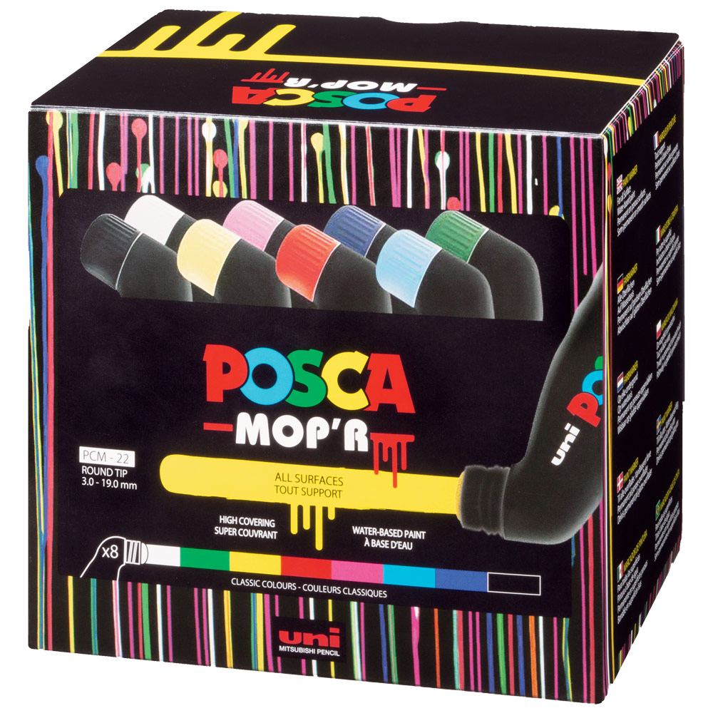  Posca MOP'R PCM-22 Multi Surface Permanent Paint Marker, XXL  Round Tip 3-19 mm, Box of 4 Blue : Arts, Crafts & Sewing