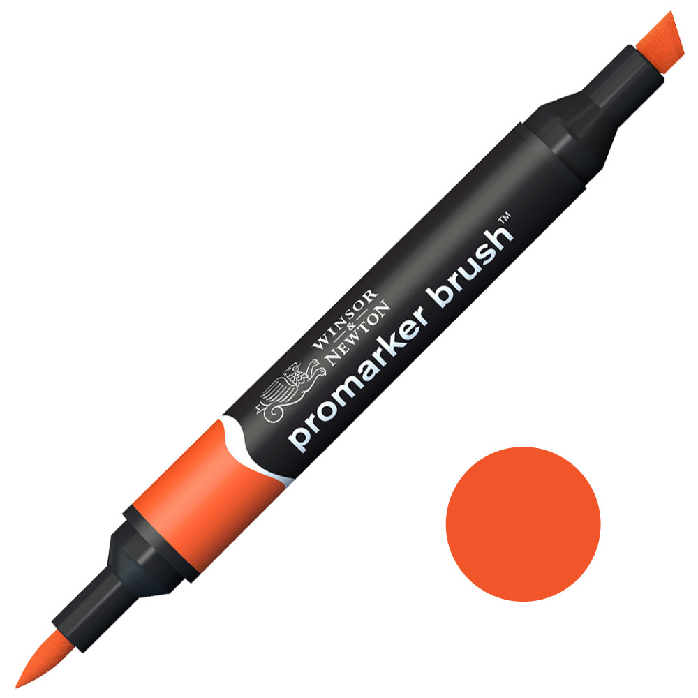 Winsor & Newton Promarker Brush Twin Tip Alcohol Marker Bright Orange