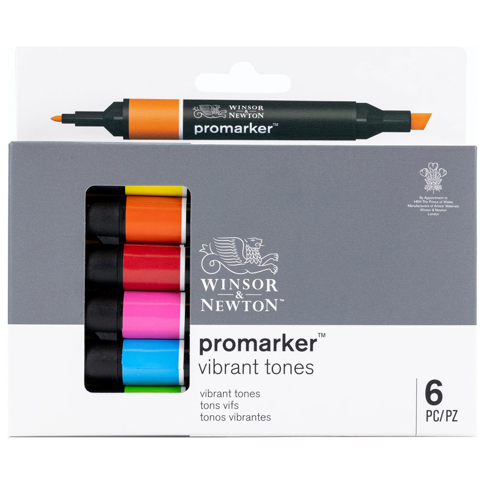 Winsor & Newton Promarker Twin Tip Alcohol Marker 6 Set Vibrant Tones