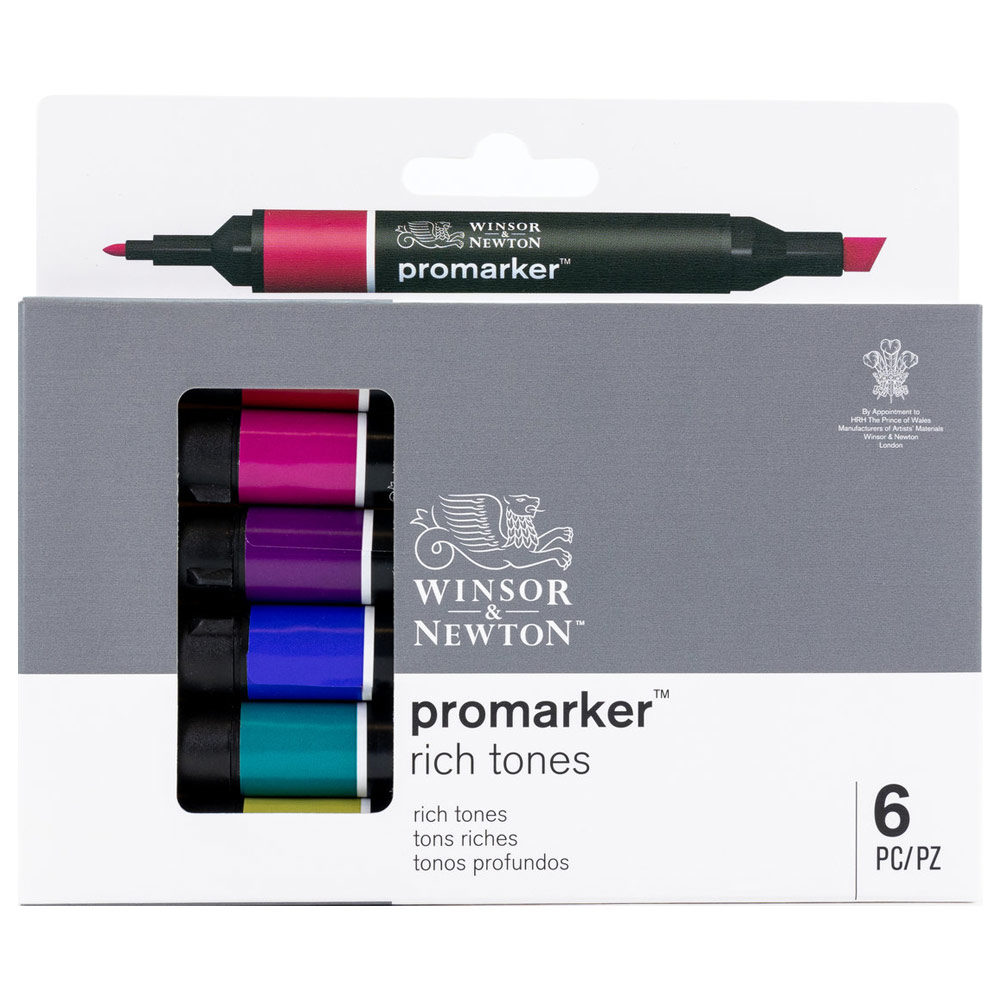 Winsor & Newton Promarker Twin Tip Alcohol Marker 6 Set Rich Tones