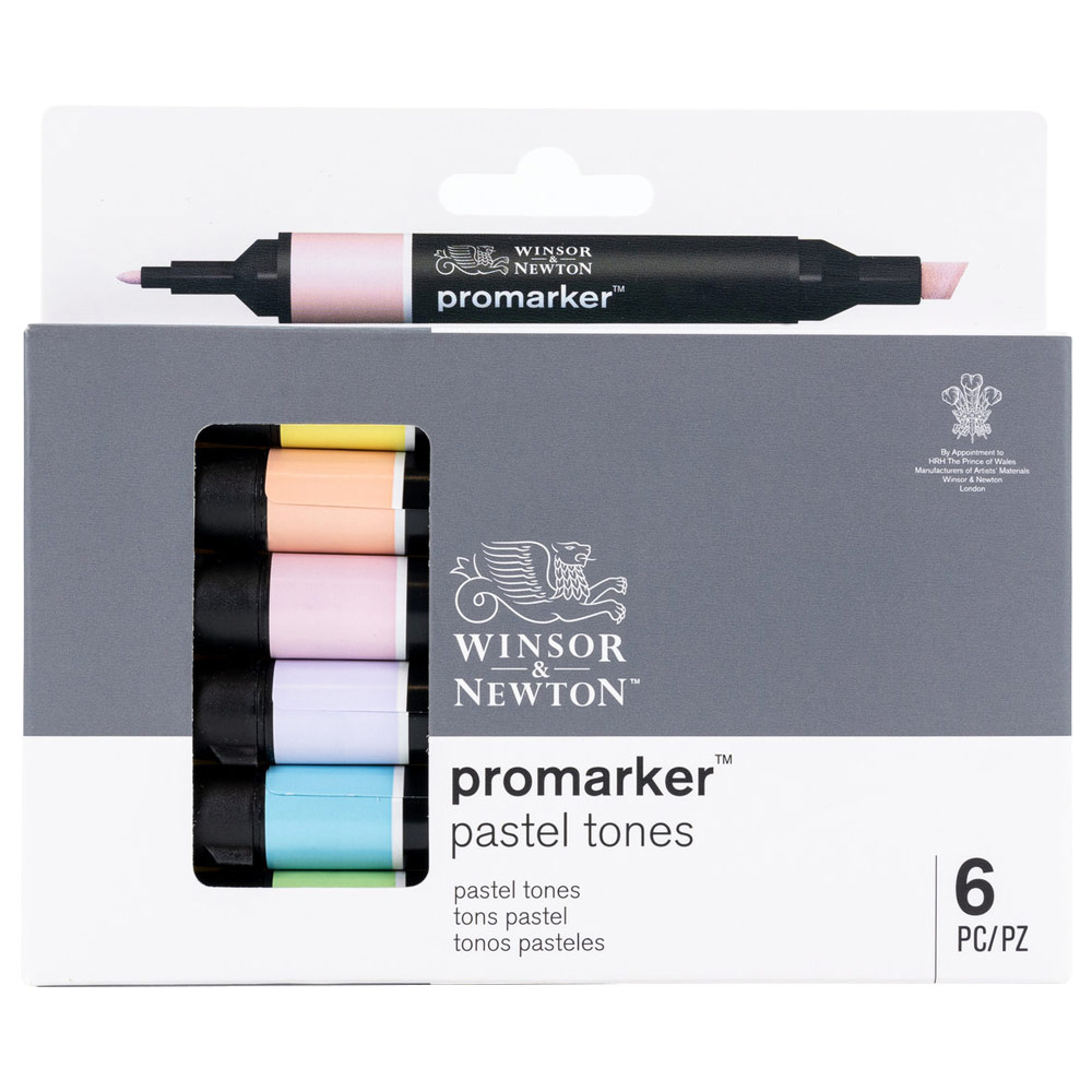 Winsor & Newton Promarker Twin Tip Alcohol Marker 6 Set Pastel Tones