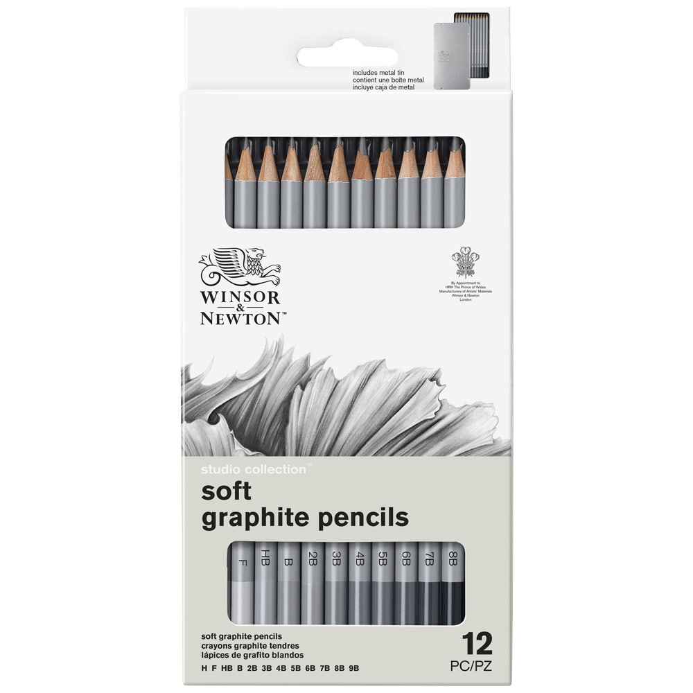 Winsor & Newton Studio Graphite Pencil Tin 12 Set Soft
