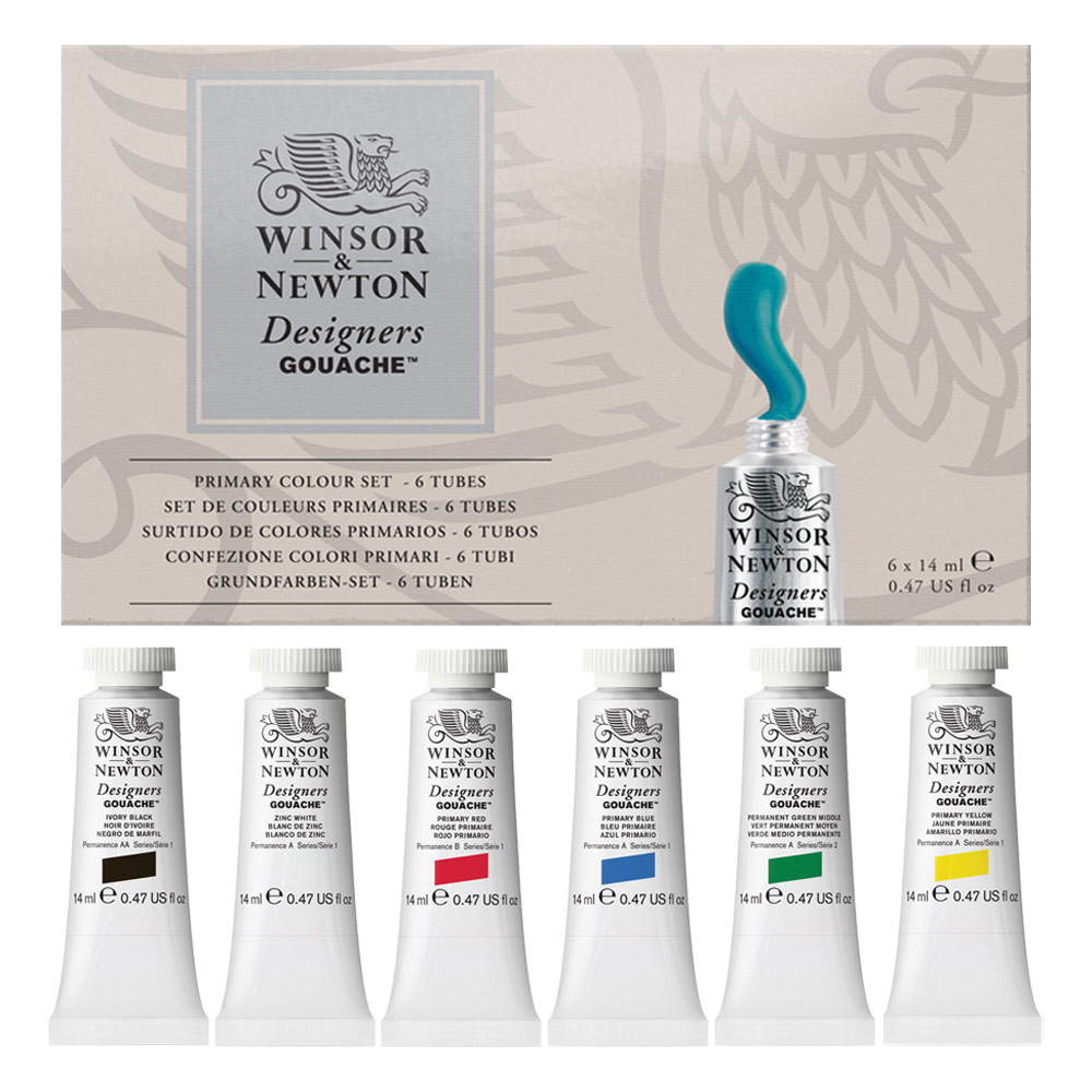 Winsor & Newton Designers' Gouache 6x14ml Set Primary Colour