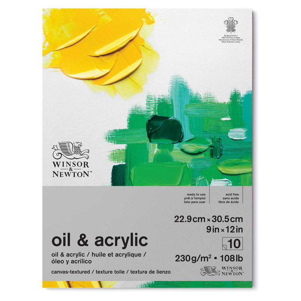 Winsor & Newton Oil & Acrylic Canvas-Textured Pad 108lb 10 Sheets 9"x12"